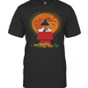 Halloween Snoopy And Woodstock Poster Pink Floyd Pumpkin Moon T-Shirt