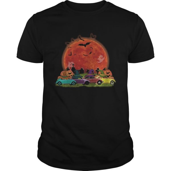 Halloween color cars pumpkin moon shirt