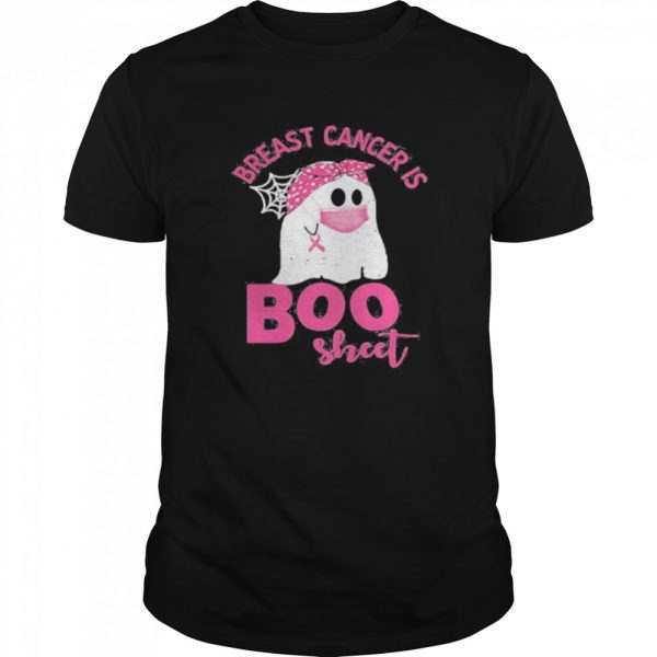 Halloween ghost breast cancer awareness is boo sheet shirt