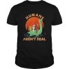 Halloween humans arent real alice unicorn and bigfoot riding dinosaur shirt