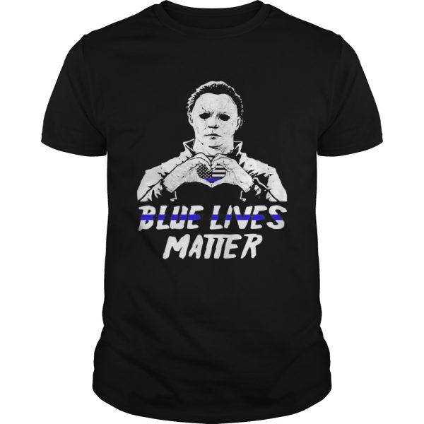 Halloween michael myers blue lives matter american flag independence day shirt