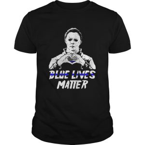 Halloween michael myers blue lives matter heart american flag independence day shirt