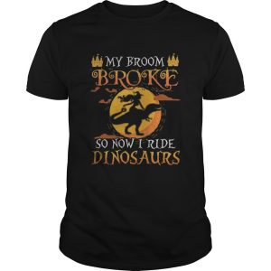Halloween my broom broke so now i ride dinosaurs shirt