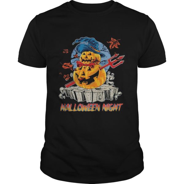 Halloween night viking pumpkins maple leaves shirt