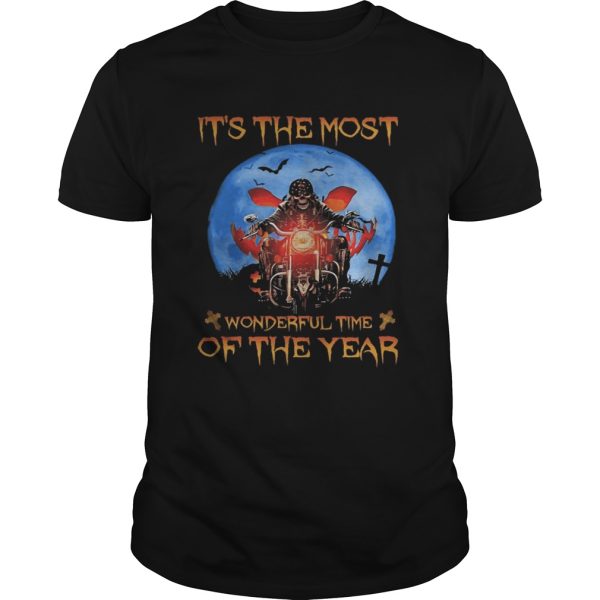 Halloween skeleton riding motorcycle its the most wonderful time of the year shirt