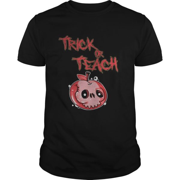 Halloween skull apple trick or teach shirt
