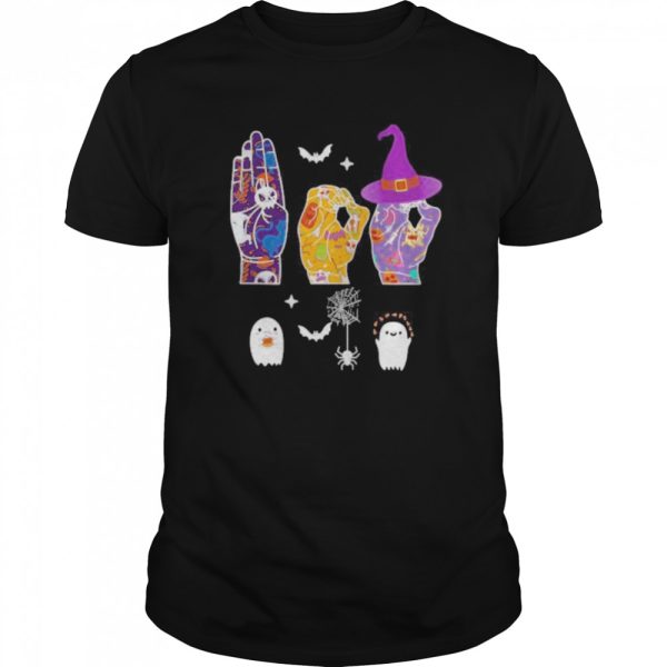 Halloween witch hand sign language shirt