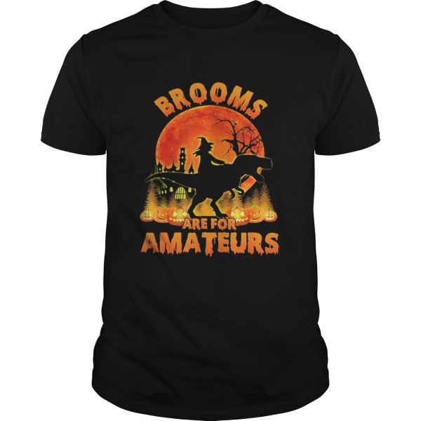 Halloween witch riding dinosaur brooms are for amateurs moon shirt