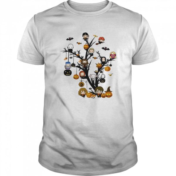 Happy halloween tree harry potter characters chibi witch shirt