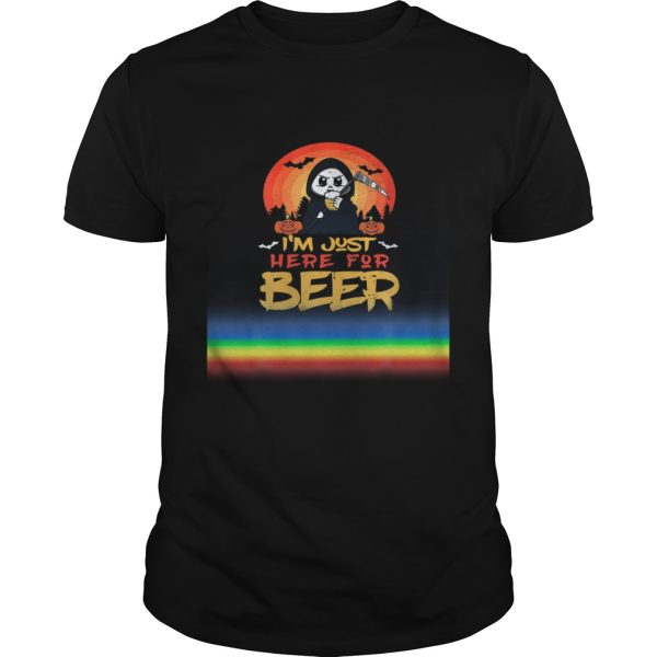 Im Just Here For Beer Halloween Halo Funny Ghost shirt