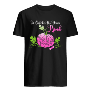 In October We Wear Pink Pumpkin Breast Cancer Halloween Long Sleeve T-Shirt