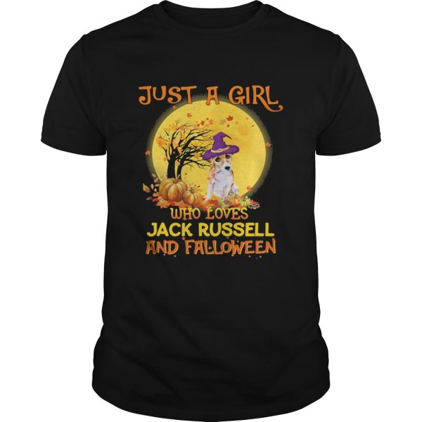 Just A Girl Who Loves Jack Russell And Falloween Pumpkin Sunset Halloween shirt