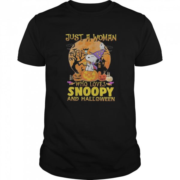 Just A Woman Who Loves Snoopy And Halloween shirt