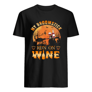 MY BROOMSTICK RUN ON WINE MOON PUMPKINS HALLOWEEN T-SHIRT