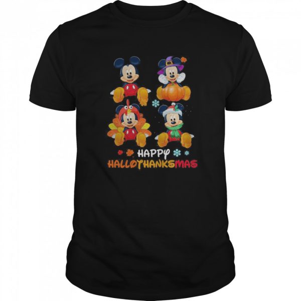 Mickey Mouse Disney Halloween And Merry Christmas Happy Hallothanksmas shirt