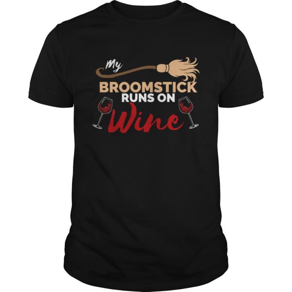 My Broomstick Runs on Wine Halloween T-Shirt