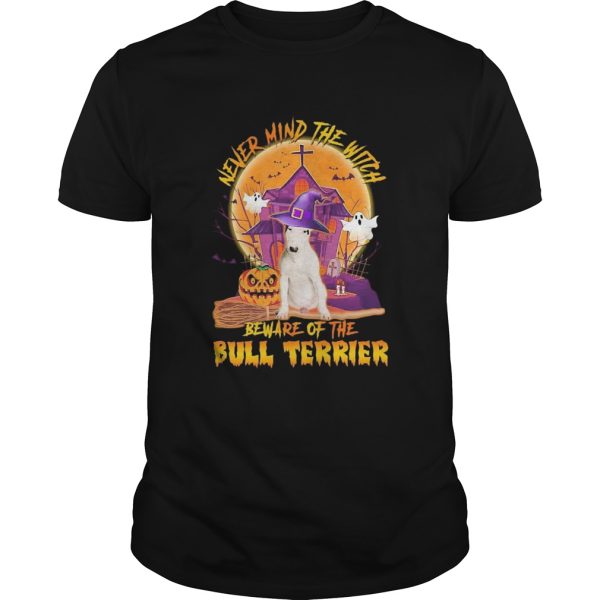 Never Mind The Witch Beware Of The Bull Terrier Halloween Moon shirt