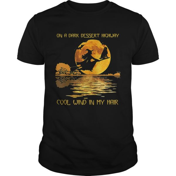 On A Dark Desert Highway Cool Wind In My Hair Witch On Broom Halloween shirt