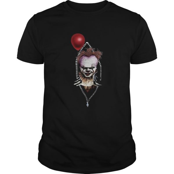 Pennywise IT in zipper pocket halloween shirt