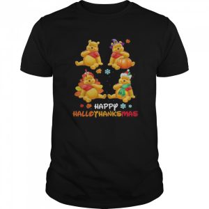 Pooh Disney Halloween And Merry Christmas Happy Hallothanksmas shirt