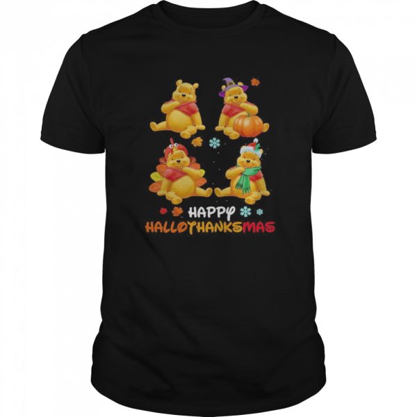 Pooh Disney Halloween And Merry Christmas Happy Hallothanksmas shirt