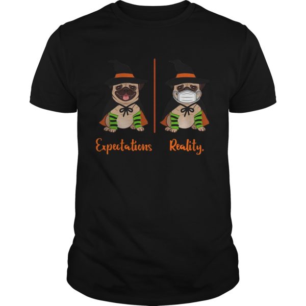 Pug Dog Witch Expectations Reality Halloween shirt