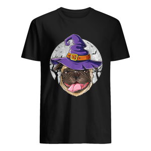 Pug Witch Hat Funny Halloween Gifts Dog shirt
