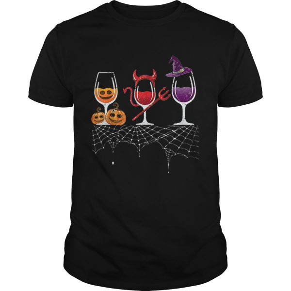 Red Wine Glass Pumpkin Devil Witch Halloween shirt