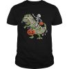 Skeleton Riding T Rex Funny Halloween Boys Girls Kids T-Shirt