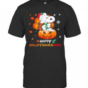 Snoopy Happy Hallothanksmas Halloween Thanksgiving Christmas T-Shirt