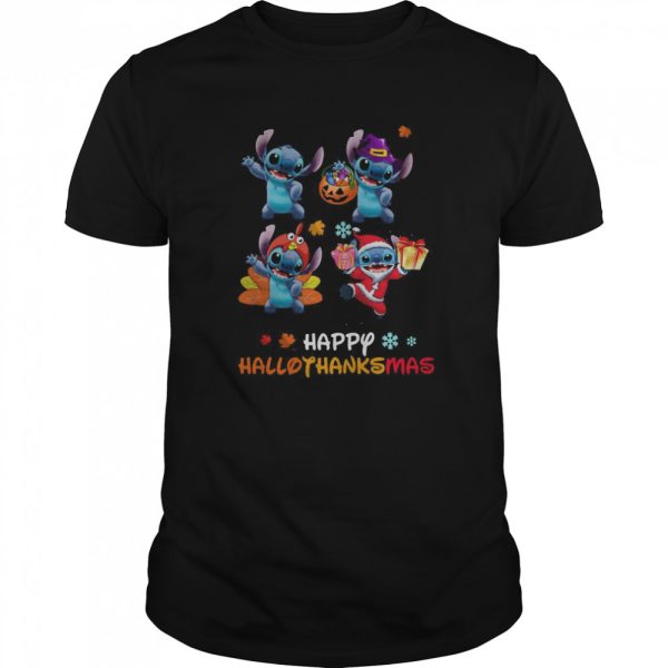 Stitch Disney Halloween And Merry Christmas Happy Hallothanksmas shirt