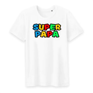 Super papa motif mario bross T shirt homme 1