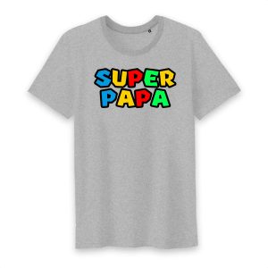 Super papa motif mario bross T shirt homme 2 Super papa motif mario bross T shirt homme 3