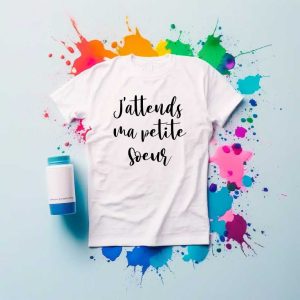 T-Shirt enfant J’attends ma petite sœur annonce grossesse