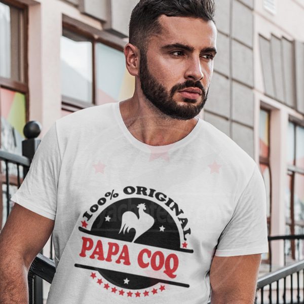 T-Shirt homme super papa coq poule 100 % original