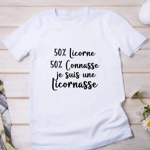 T-Shirt mi licorne mi connasse licornasse femme