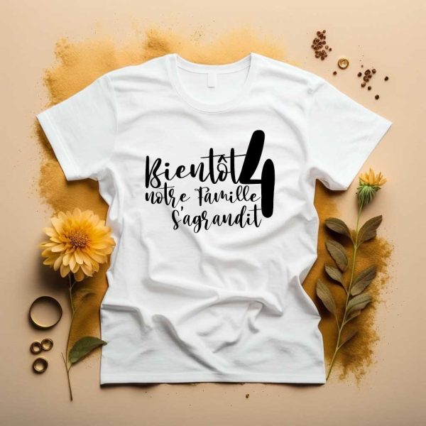 T-shirt Femme Bientôt 4, notre famille s’agrandit annonce grossesse