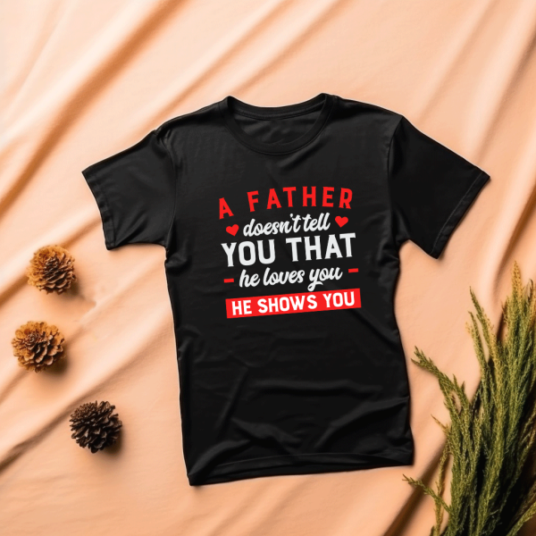 T shirt a father doesn’t tell you that he loves you he shows you