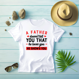 T shirt a father doesn’t tell you that he loves you he shows you