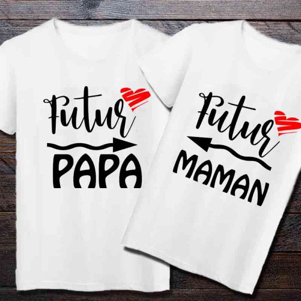 T shirt annonce grossesse futur papa coeur