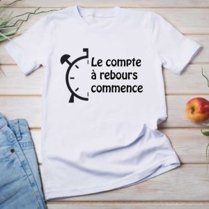 T-shirt le compte a rebours commence annonce grossesse femme