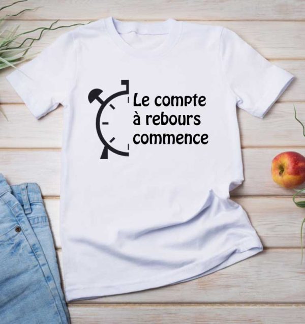 T-shirt le compte a rebours commence annonce grossesse femme