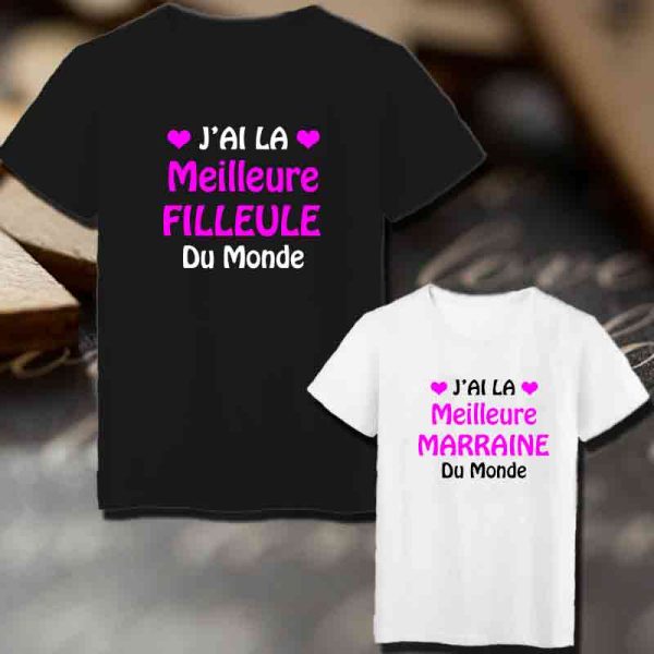 T-shirts j’ai la meilleur filleule du monde Assortis Femme