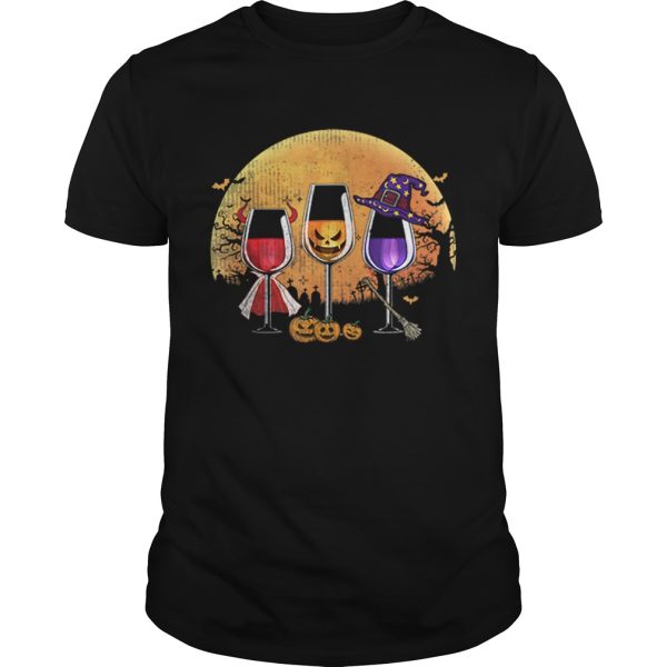 Three wine glasses Halloween Pumpkin Halloween gifts shirt