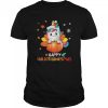 Unicorn Happy Hallothanksmas Halloween Christmas shirt