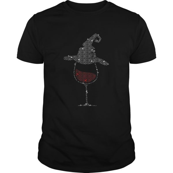 Wine Glass With Witch Hat Halloween T-shirt