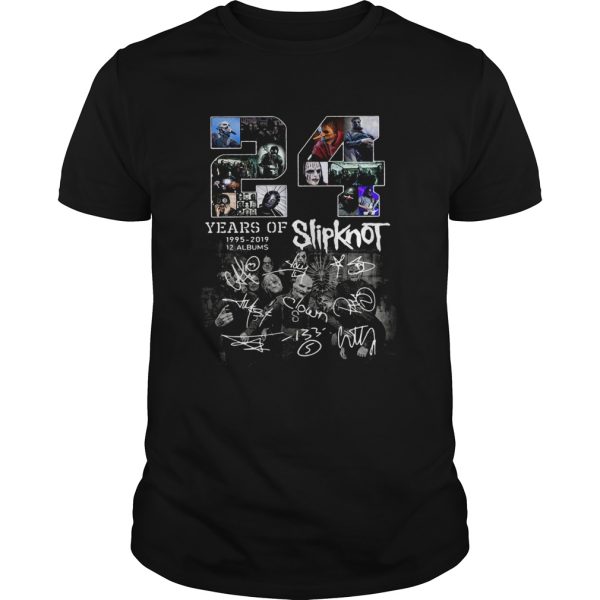 Years of 1995 2019 12 albums Slipknot signature Halloween shirt