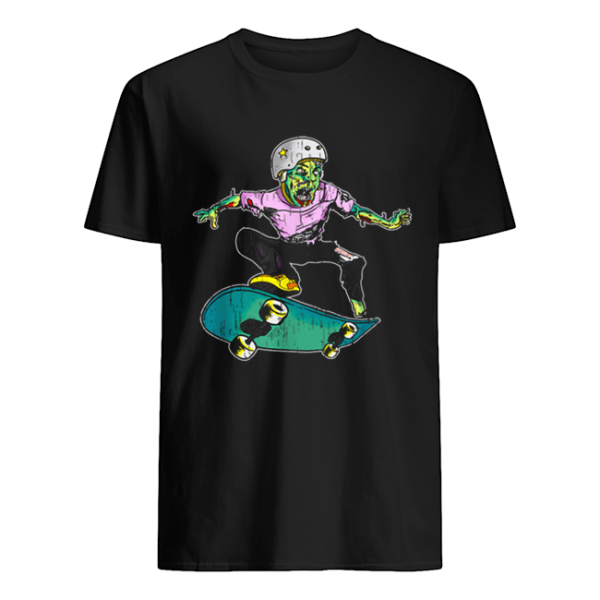 Zombie Teen Halloween Skateboarder Costume Kids Gift shirt