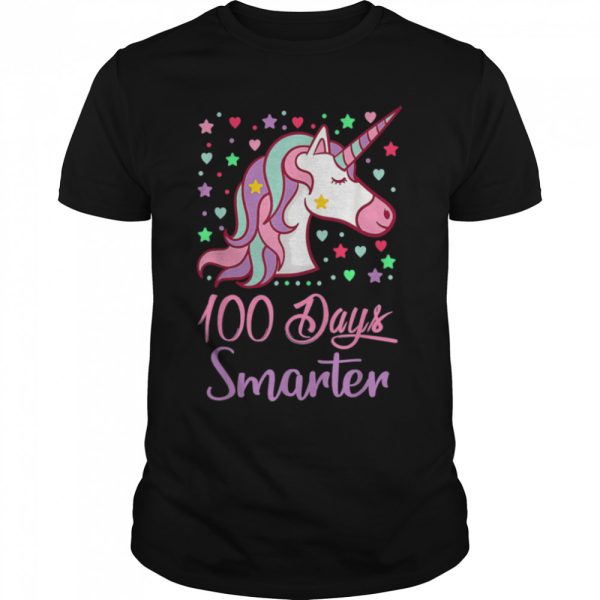 100 Days Smarter Women Girls Unicorn 100th Day Of School T-Shirt