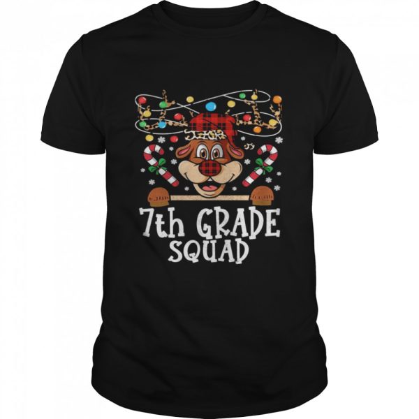 7th grade Squad Reindeer Christmas Teacher squad Xmas Lights Shirt